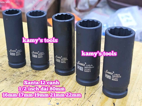 Tuýp 1/2 inch đen dài BÔNG 12 cạnh dài 80mm Santa 16mm 17mm 19mm 21mm 22mm IM516 IM517 IM519 IM521 IM522