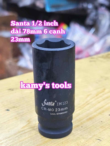 Đầu tuýp khẩu 1/2 inch đen dài lục giác 6 cạnh 78mm Santa 22mm 23mm 24mm 27mm 30mm IM122 IM123 IM124 IM127 IM130