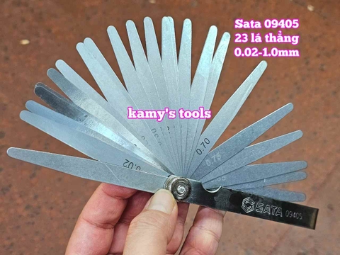 Thước căn lá dưỡng đo độ dày đo khe hở căn chỉnh cò xupap Sata 23 lá loại thẳng 09405 cỡ 0.02-1.0mm