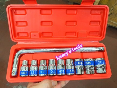 Bộ tuýp khẩu cần cong L 10 chi tiết 1/2 inch 8mm-24mm Tifone, bộ đồ nghề đa năng sửa chữa xe