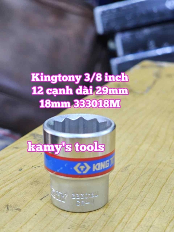 Đầu tuýp trắng 12 cạnh 3/8 inch dài 27mm Kingtony 16mm 17mm 18mm 19mm 20mm 333016M 333017M 333018M 333019M 333020M