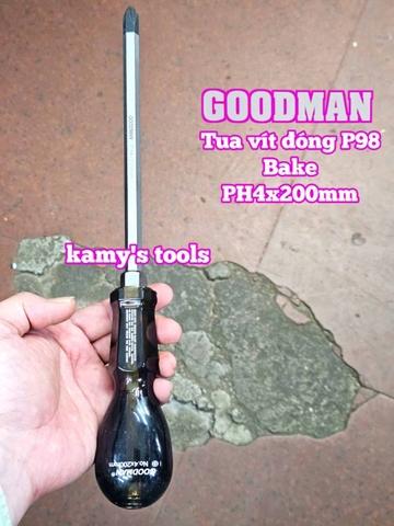 Tua vít đóng Goodman bake PH4 dẹp 12mm dài 200mm P98+12x200 P98-12x200