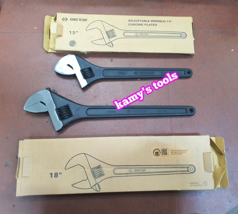 Mỏ lết xi đen 15 inch 18 inch dài 380mm 450mm Kingtony 3611-15HP 3611-18HP