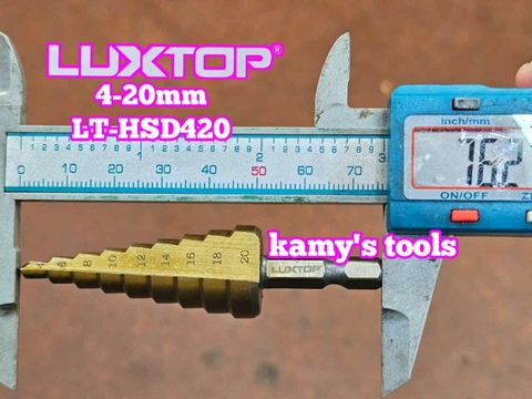 Mũi khoan tháp chuôi lục giác 4-20mm Luxtop LT-HSD420