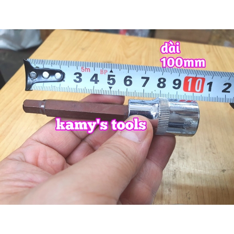 Đầu tuýp đầu khẩu lục giác 1/2 dài 100mm Asaki thép S2 H6 H8 H10 H12 bán lẻ từng cái