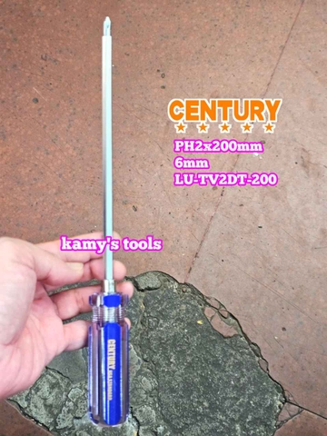 Tua vít 2 đầu cán trong Century PH2 6mm dài 200mm 6x200mm LU-TV2DT-200