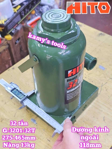 Kích con đội thủy lực 32 tấn đế dày Hito 275-465mm nặng 13kg model G-3201-32T