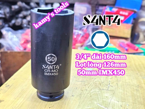 Đầu tuýp 3/4 inch Santa đen dài 160mm cỡ 50mm 55mm 60mm IMX450 IMX455 IMX460