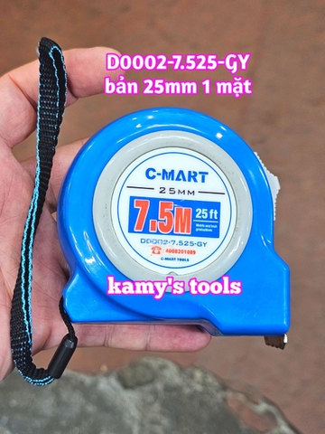 Thước cuộn 7.5m bản 25mm C-Mart model D0002-7.525-GY, thước kéo 7.5 mét
