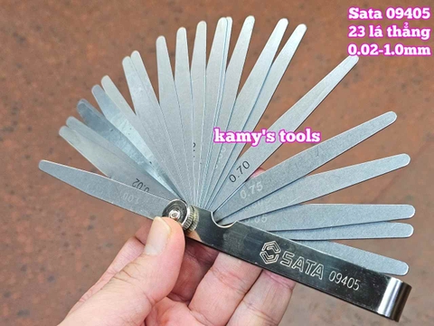 Thước căn lá dưỡng đo độ dày đo khe hở căn chỉnh cò xupap Sata 23 lá loại thẳng 09405 cỡ 0.02-1.0mm