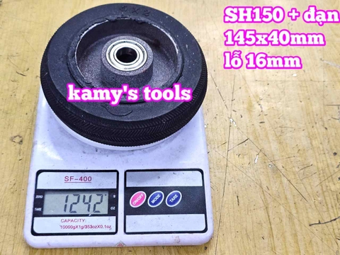 Bánh xe cao su đặc Sanho 150mm kèm bạc đạn 6003RS lỗ 16mm 145x40mm Kamytools