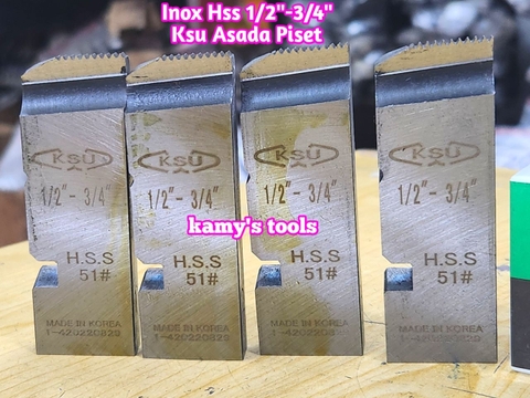 Dao tiện ren ống inox HSS BSPT Asada Piset Ksu hiệu KSU 1/2”-3/4” inch ren ống 21mm-27mm.