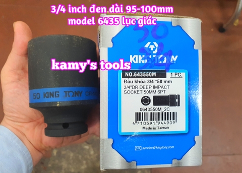 Đầu tuýp đen 6 cạnh Kingtony 3/4 inch 42mm 46mm 50mm 55mm 643542M 643546M 643550M 643555M