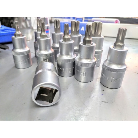 Bộ Tuýp Lú Đầu Sao 10 Cái T20-T70 Đầu Vuông 12.7mm, Bộ Tuýp Chữ T, Bộ Tuýp Sao