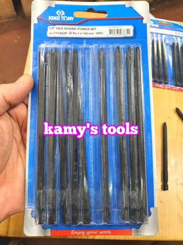 Mũi vít 4 cạnh bake 6mm chuôi lục giác dài 90mm 100mm 150mm Kingtony 719002P 711002P 711502P ( bán lẻ từng cái)