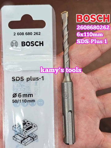 Mũi khoan bê tông chuôi gài SDS-Plus 1 Bosch 6mm dài 110mm 6x110mm 2608680262