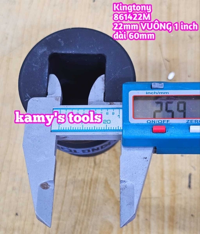 Đầu tuýp vuông 4 cạnh đen 1 inch ngắn 60mm Kingtony 17mm 19mm 20mm 21mm 22mm 851417M 851419M 851420M 851421M 851422M