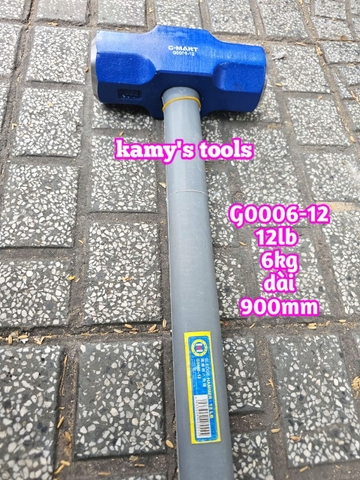 Búa thép đầu lục giác cán cao su 6kg 12LB C-mart model G0006-12 dài 900mm