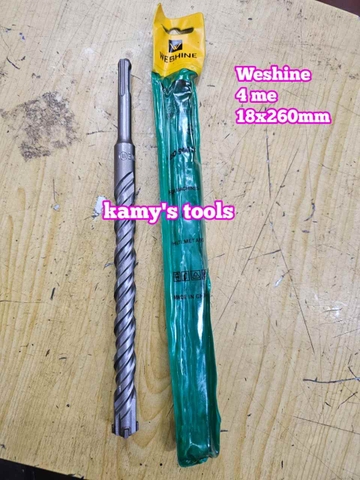 Mũi khoan bê tông chuôi gài SDS-PLUS 4 me Weshine 18mm 18x260mm WS-341826