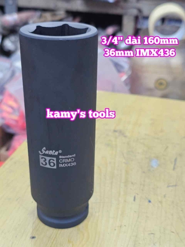 Đầu tuýp 3/4 inch Santa đen dài 160mm cỡ 30mm 32mm 36mm 41mm 46mm IMX430 IMX432 IMX436 IMX441 IMX446