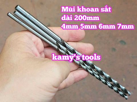 Mũi khoan sắt dài 200mm cỡ 4mm 5mm 6mm 7mm 8mm Wetools