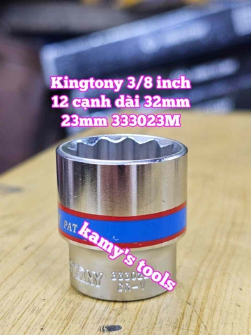 Đầu tuýp trắng 12 cạnh 3/8 inch dài 27mm Kingtony 21mm 22mm 23mm 24mm 333021M 333022M 333024M 333024M