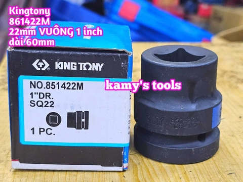 Đầu tuýp vuông 4 cạnh đen 1 inch ngắn 60mm Kingtony 17mm 19mm 20mm 21mm 22mm 851417M 851419M 851420M 851421M 851422M