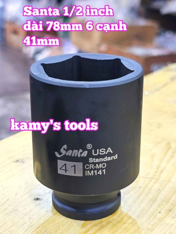 Đầu tuýp khẩu 1/2 inch đen dài lục giác 6 cạnh 78mm Santa 32mm 34mm 36mm 38mm 41mm IM132 IM134 IM136 IM138 IM141