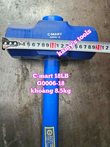 Búa tạ thép đầu lục giác cán cao su C-mart 18LB G0006-18 dài khoảng 900mm