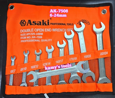 Bộ cờ lê 2 đầu miệng 6mm-24mm Asaki AK-7508