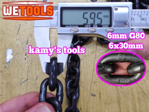 Dây xích cẩu hàng 6mm 6x30mm chuẩn G80 tải trọng 1 tấn Wetools WT-93806A (giá 1 mét)
