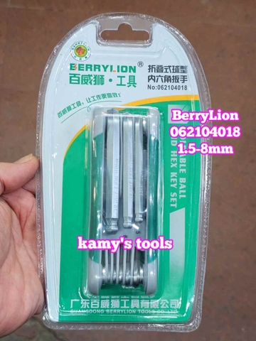 Bộ lục giác xếp gọn bỏ túi 8 chi tiết 1.5-8mm BerryLion 062104018