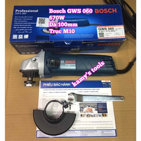 Máy mài góc Bosch GWS 060 đá 100mm trục M10 công suất 670W
