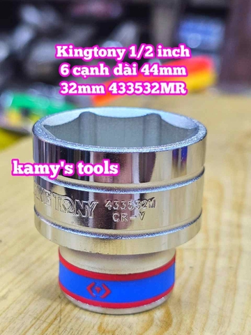 Đầu tuýp trắng ngắn 1/2 inch Kingtony 6 cạnh 28mm 29mm 30mm 32mm 433529MR 433529MR 433530MR 433532MR
