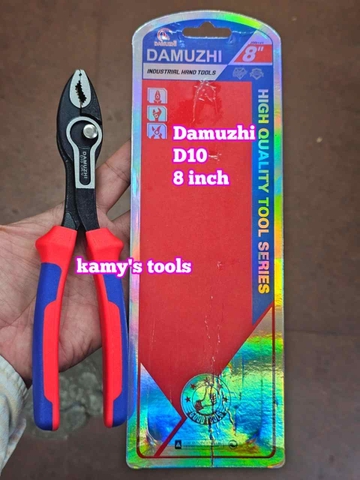 Kìm 2 lỗ điều chỉnh vặn bulong tán đầu ốc vít dài 8 inch 205mm miệng mở 4-22mm DAMUZHI DMZ-D10