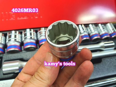 Bộ tuýp khẩu 6 cạnh 12 cạnh 1/2 inch 8-32mm Kingtony 4526MR03 4026MR03