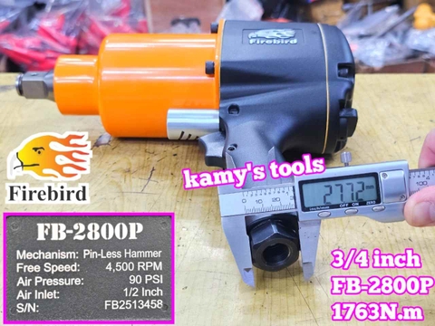 Máy vặn ốc siết tháo mở bulong hơi khí nén Firebird 3/4 inch 1763Nm FB-2800P
