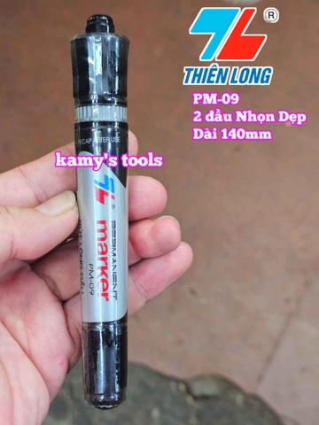Bút lông dầu Thiên Long Permanent Marker 2 đầu dẹp và nhọn dài 140mm PM-09