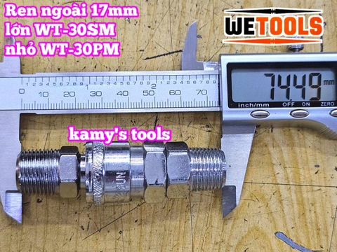 Bộ nối nhanh hơi khí nén ren ngoài 17mm 30SM 30PM Wetools WT-30SM WT-30PM