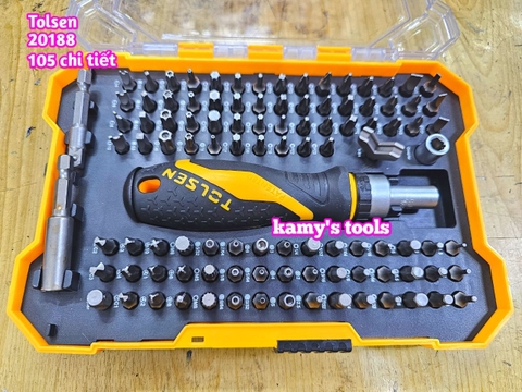 Bộ tua vít tự động cán đảo chiều trái phải 72 răng 105 chi tiết Tolsen 20188