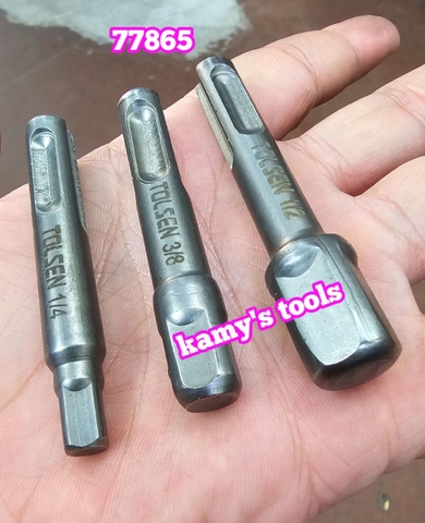 77865 Bộ 3 đầu chuyển khoan đuôi chuôi chân gài 4 rãnh sds plus sang bắn tháo mở bulong tuýp 1/4 3/8 1/2 inch Tolsen