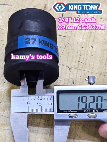 Đầu tuýp 3/4 inch bông 12 cạnh đen Kingtony 27mm 653027M