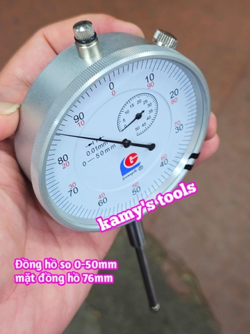 Đồng hồ so 0-50mm sai số 0.01mm mặt 76mm Guanglu 321-135W
