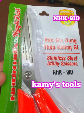 Kéo nguyễn đình cán nhựa dài 9 inch 225mm NHK-9ID thép không rỉ chính hãng nhơn hòa nguyễn đình