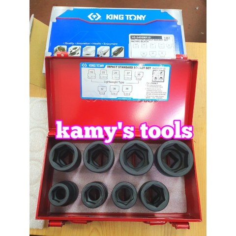 Bộ tuýp 3/4 inch 8 chi tiết đen ngắn Kingtony 19-38mm model 6408MP10