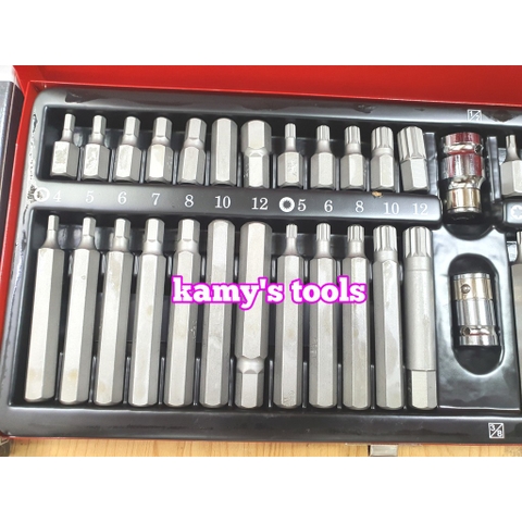 Bộ Đầu Lục Giác TOP 40 Chi Tiết Chính Hãng Taiwan model TBS-11026, Bộ Mũi Vít Lục giác Sao Mở Mẹc