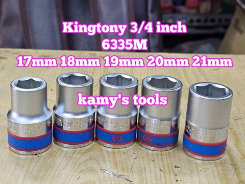 Đầu tuýp khẩu 3/4 inch 6 cạnh trắng Kingtony 17mm 18mm 19mm 20mm 21mm 633517M 633518M 633519M 633520M 633521M