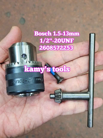 Đầu khoan có khóa Bosch 2608572253 kẹp 1.5-13mm ren 1/2-20UNF chính hãng