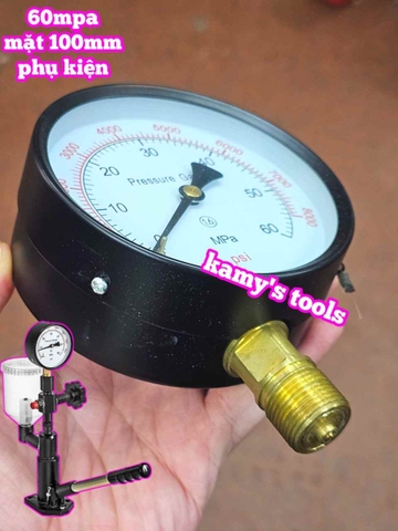 Phụ kiện đồng hồ của dụng cụ cân chỉnh béc kim phun dầu diesel 60mpa mặt 100mm đường kính 20mm Wetools DGNT6010