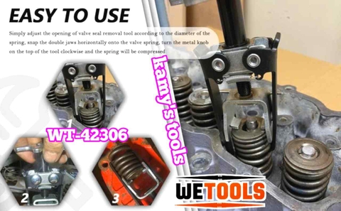 Vam cảo lò xo xupap vào móng xupap trực tiếp trên xe dạng 2 chấu Wetools WT-42306